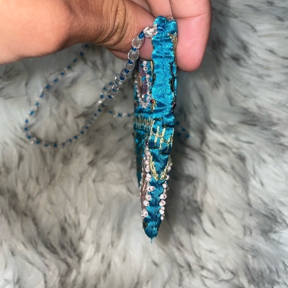 Y2k beaded bag mini beaded bag vintage beaded bag moyna bag Blue travel purse - Picture 8 of 13